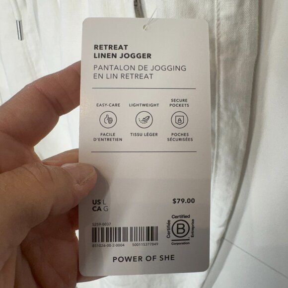 NWT Athleta Retreat Linen Joggers in White - Picture 6 of 10